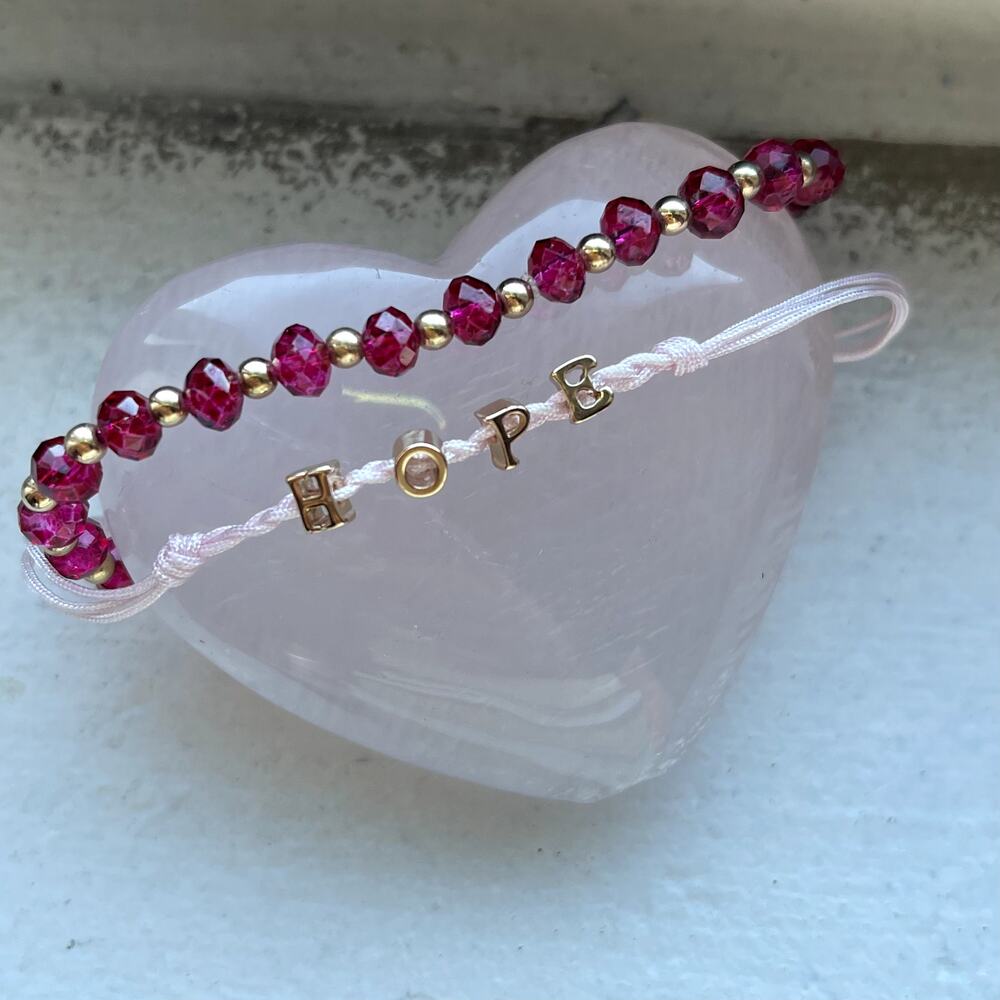 ADJUSTABLE GOLD HOPE AND RUBY BRACELET SET, SUPER CUTE, BNWOT